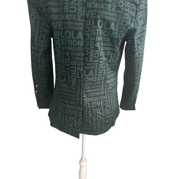 LOLA CASADEMUNT Green Black Logo Blazer Jacket Size Large - Picture 7 of 10